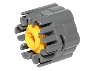 Lego Projectile Launcher Part, Rapid Shooter Six Barrel - Angled Barrels with Yellow Trigger (18588 / 18587)