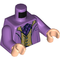 Lego Torso Jacket over Gold and Silver Vest, Dark Purple Ascot Print, Medium Lavender Arms, Light Nougat Hands / Medium Lavender