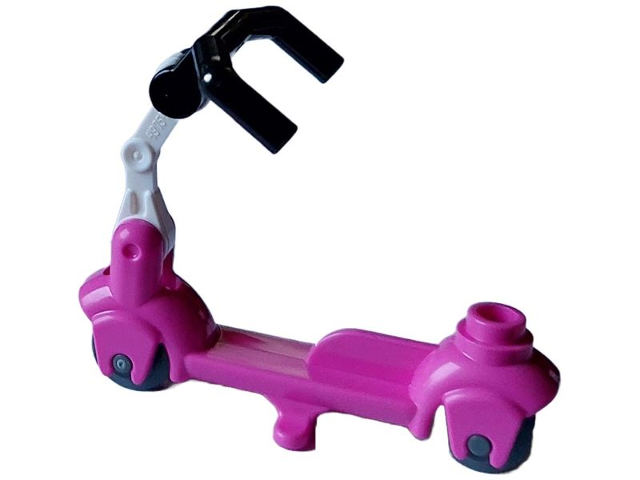 Lego Kick Scooter with Dark Bluish Gray Wheels, White Steering Link, and Black Angular Handlebars (36273 / 3464 / 30377 / 98397)