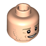 Lego Minifig Head André Schürrle, Dark Tan Eyebrows, Beard Stubble, White Pupils, Chin Dimple, Open Smile Print [Hollow Stud / Light Nougat