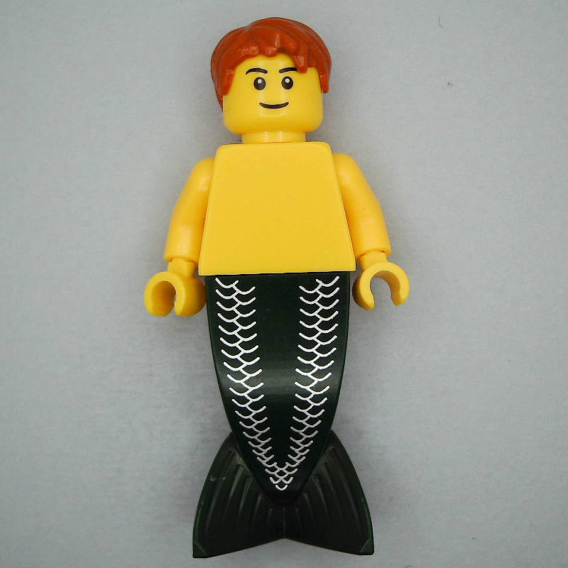 Lego Merman - Dark Orange Hair, Black Eyebrows