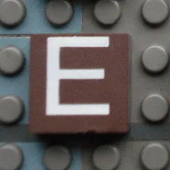 Modulex Tile 2 x 2 with White 'E' Print, without Internal Supports