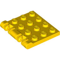 Lego Hinge Plate 3 x 4 Locking Dual 2 Finger, 9 Teeth / Yellow