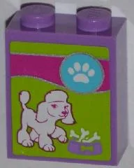 Brick 1 x 2 x 2 with Inside Stud Holder with Paw Print, Dog and Food Bowl Pattern (Sticker) - Set 41007