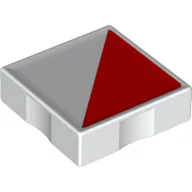 Duplo Tile 2 x 2 with Shape Red Right Triangle Print / White