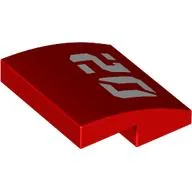 Brick Curved 2 x 2 x 2/3 with White '02' Print / Red