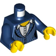 Torso, Suit Jacket with Pinstripes over White Shirt Print, Dark Blue Arms, Yellow Hands / Dark Blue