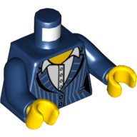 Lego Torso Suit Jacket with Pinstripes over White Shirt Print, Dark Blue Arms, Yellow Hands / Dark Blue