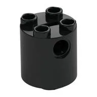 Brick Round 2 x 2 x 2 Robot Body, Axle Holder '+' Orientation / Black