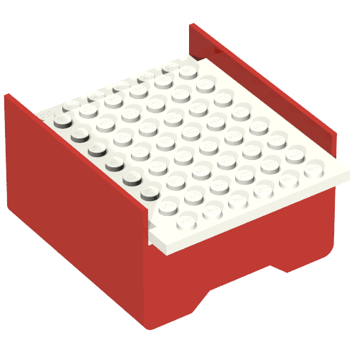 Lego Boat Hull Section, Middle 8 x 6 x 3 1/3, Deck Color White / Red