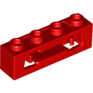 Launcher, Brick Special 1 x 4 with Inside Clips (Disk Shooter) with Recessed Center 2 Studs / Red