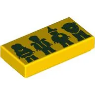 Tile 1 x 2 with Dark Green Silhouettes of Dorothy, Scarecrow, Tin Man, Lion Print