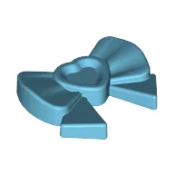Headwear Accessory Bow with Heart, Long Ribbon and Pin / Medium Azure