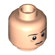 Lego Minifig Head Frodo Baggins, Dual Sided, Brown Eyebrows Tired / Poisoned, Wide Gray Eyes Print [Hollow Stud]