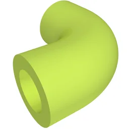 Brick Round 1 x 1 diameter Tube with 90 Degree Elbow (2 x 2 x 1) and Axle Holes (Crossholes) at each end / Lime