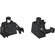 Lego Torso Scaly Armor with Pointed Silver (Teeth) Necklace, Flat Silver Plate Lines Print, Black Arms and Hands / Black