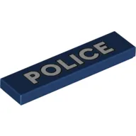 Tile 1 x 4 with White 'POLICE' Print