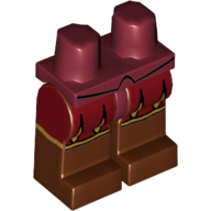 Lego Hips and Reddish Brown Legs with Dark Red Pants with Gold Trim Print / Dark Red