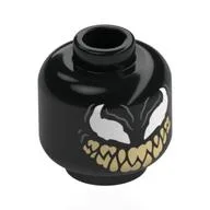 Minifig Head Venom, White Spider Eyes, Tan Sharp Teeth / Black