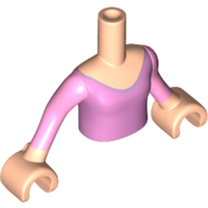 Lego Minidoll Torso Girl with Bright Pink Princess Dress Print, Bright Pink Sleeves and Light Nougat Hands / Light Nougat