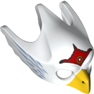 Lego Mask Bird (Eagle) with Yellow Beak, Red Tiara and Blue Feathers Print / White