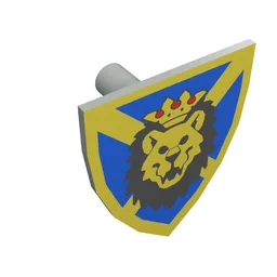 Shield Triangular with Lion Head, Blue and Yellow Print / Light Gray