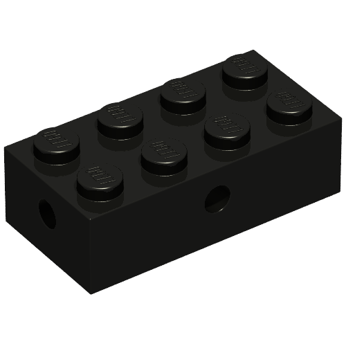 Lego Brick Special 2 x 4 with Wheel Holder Old, Clear Bottom, Black Inside / Black