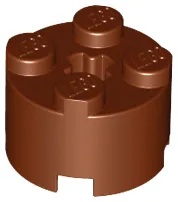 Brick Round 2 x 2 with Axle Hole / Reddish Brown