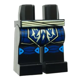 Hips and Black Legs with Bright Light Yellow Sash, Dark Blue Robe, Knee Wraps Print / Black