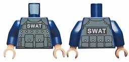 Torso Batman Body Armor with 'SWAT' Pattern / Dark Blue Arms / Light Nougat Hands