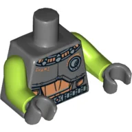 Torso Armor Spacesuit with 'SHAMI' and Silver Belt Print, Lime Arms, Dark Bluish Gray Hands / Dark Bluish Gray