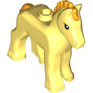 Lego Animal, Foal with Black Eyes, Bright Light Orange Mane, Tail print / Bright Light Yellow