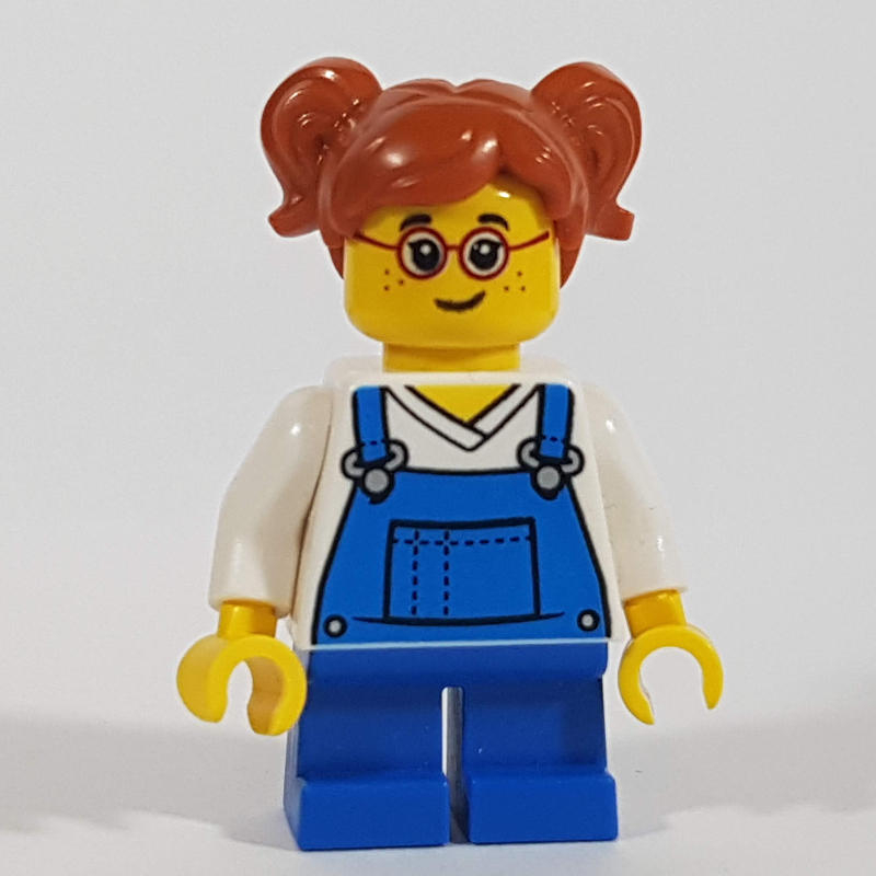 Lego Girl, Blue Overalls, Short Legs, Glasses