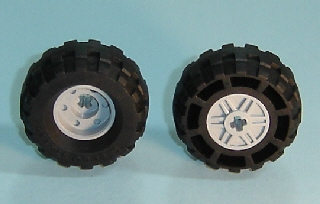 Lego Wheel 18mm D. x 14mm with Axle Hole, Fake Bolts and Shallow Spokes with Black Tire 37 x 18R (55982 / 56891)