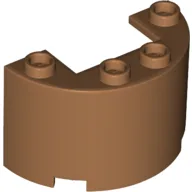 Cylinder Half 2 x 4 x 2 with 1 x 2 Cutout / Medium Nougat