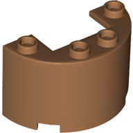 Lego Cylinder Half 2 x 4 x 2 with 1 x 2 Cutout / Medium Nougat