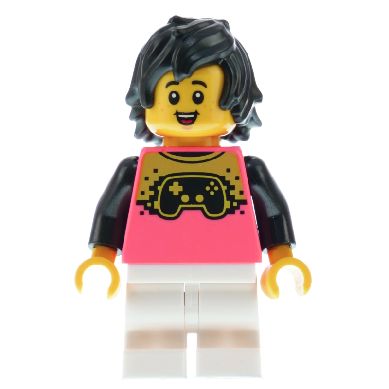 Lego Boy, Coral Jacket, Medium White Legs,