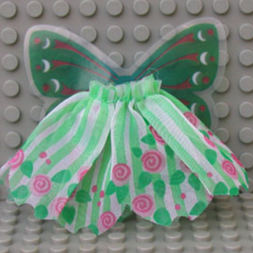 Lego Belville, Skirt, Girl, with Fairy Wings and Flower Print / Green