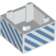 Container Box 2 x 2 x 1 with Medium Blue Diagonal Stripes Print / White