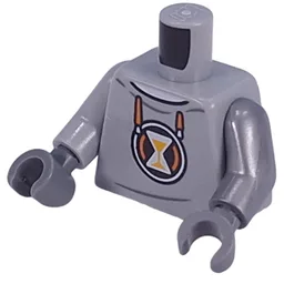 Torso, Hoody, Orange Laces, Hourglass Symbol, Orange X on back Print, Flat Silver Arms, Dark Bluish Gray Hands / Light Bluish Gray