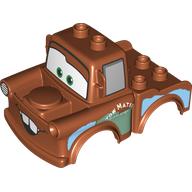 Lego Duplo Car Body 2 Top Studs Truck with Cars Tow Mater, No Bottom Teeth Print / Dark Orange