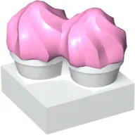Duplo Food, Two Cakes on Plate Pink / White