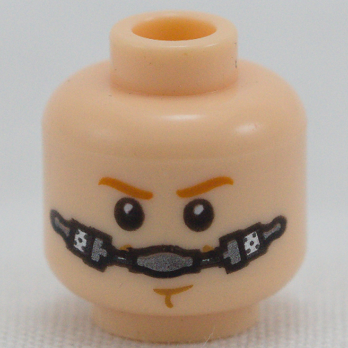 Lego Minifig Head Obi-Wan Kenobi, Dark Orange Eyebrows, Chin Dimple Determined / Breathing Apparatus Print / Light Nougat