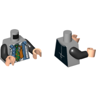 Lego Torso Shirts, Open with Multiple Ties Print (Joey), Black Arms, Light Nougat Hands / Light Bluish Gray