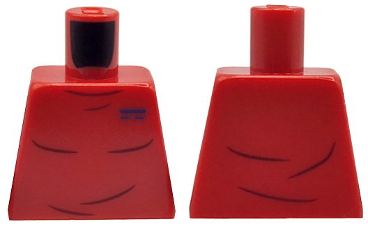 Lego Torso Crew Neck Shirt with Dark Red Creases and Blue Name Tag Pattern