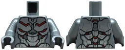 Torso Robot Armor with Silver Panels with Dark Bluish Gray and Red Trim Pattern / Flat Silver Arms / Flat Silver Hands