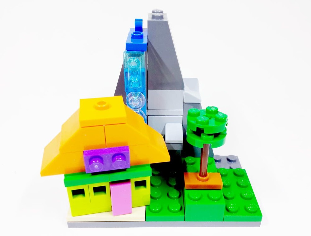 Lego Mountain Waterfall House