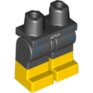 Lego Hips with Black Legs and Yellow Boots Pattern with Blue Pockets print / Black