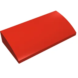 Brick Curved 2 x 4 x 2/3 No Studs, with Bottom Tubes / Red