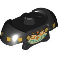 Minifig Neckwear Armor Shoulder Pads with Gold Squares, Orange/Turquoise Shapes on Tan Field Print / Black